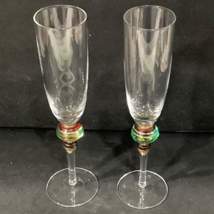 Artland SPLENDOR Collection Art Glass Set of 2 Champagne Handcrafted Jewel Stems - Thumbnail 6