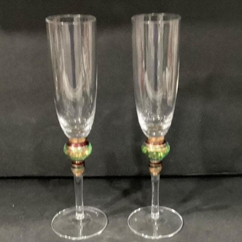 Artland SPLENDOR Collection Art Glass Set of 2 Champagne Handcrafted Jewel Stems - Thumbnail 7