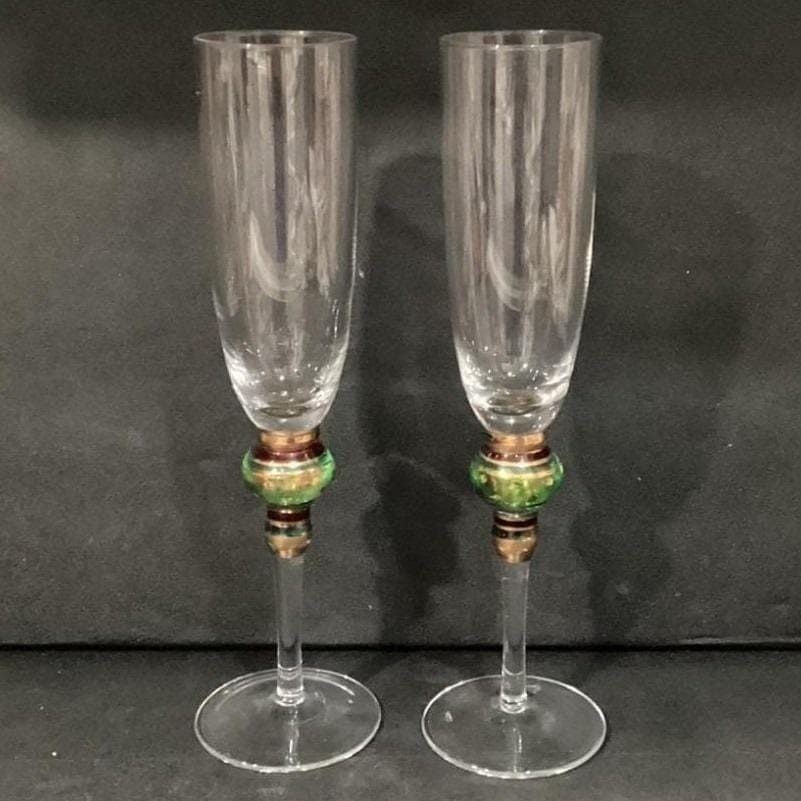 Artland SPLENDOR Collection Art Glass Set of 2 Champagne Handcrafted Jewel Stems - Thumbnail 8