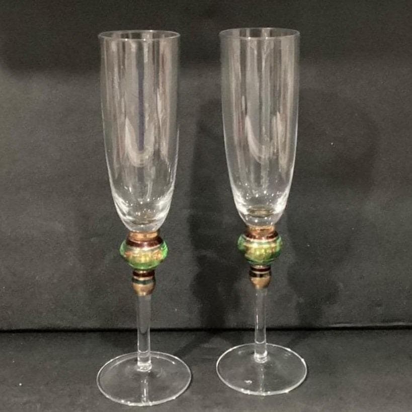 Artland SPLENDOR Collection Art Glass Set of 2 Champagne Handcrafted Jewel Stems - Thumbnail 9