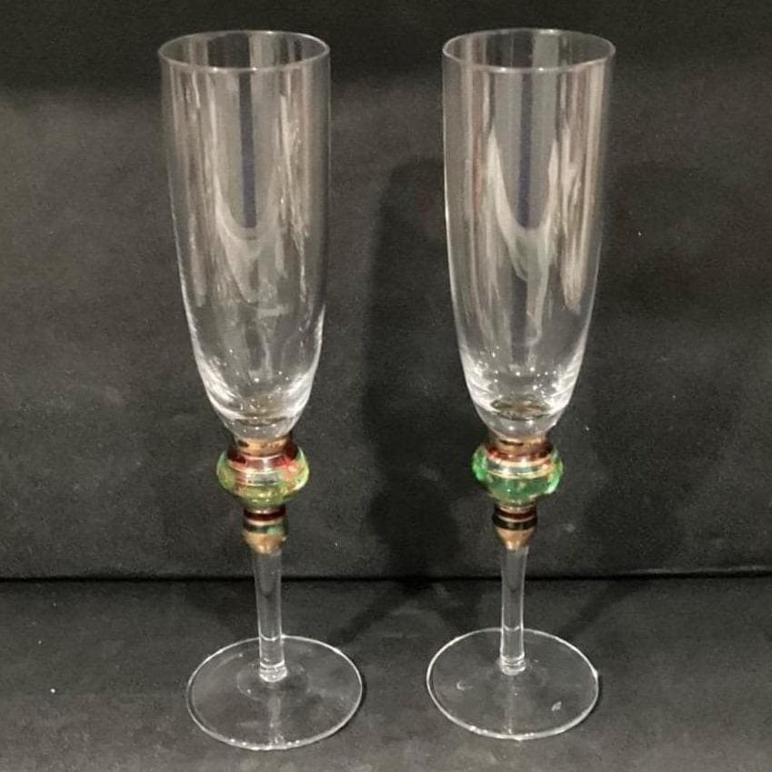 Artland SPLENDOR Collection Art Glass Set of 2 Champagne Handcrafted Jewel Stems - Thumbnail 10
