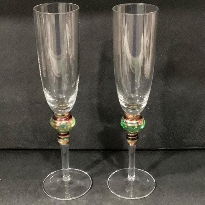 Artland SPLENDOR Collection Art Glass Set of 2 Champagne Handcrafted Jewel Stems - Thumbnail 11