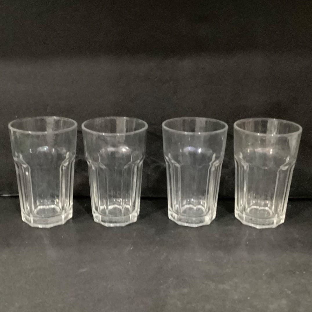 IKEA Pokal Clear Glass Tumblers, Set of 4, 9 Panel Drinking Glasses, Drinkware - Thumbnail 2