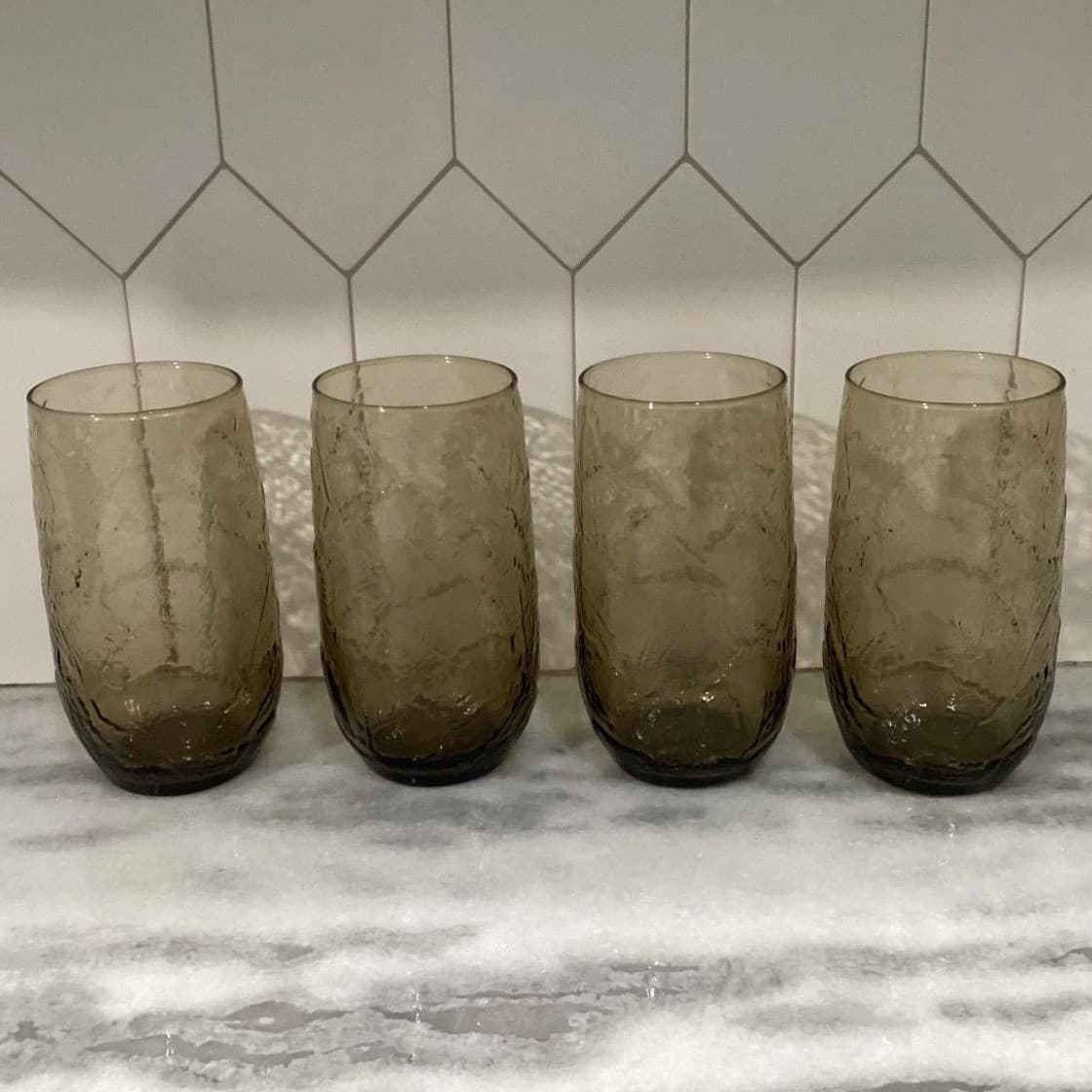 Anchor Hocking Sherwood Spicy Brown Flat Tumblers, Set of 4 Vintage Leaf Pattern - Thumbnail 10
