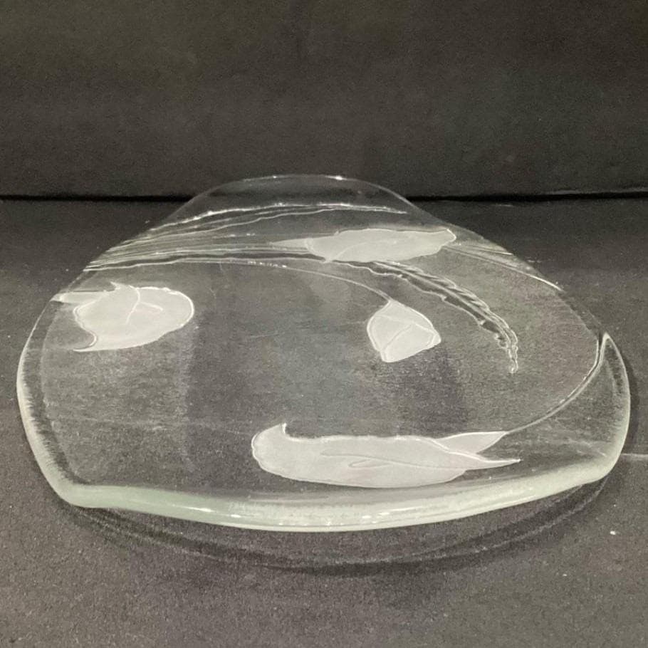 Vintage Smith Glass Handmade Tray Platter Frosted Cala Lily - Thumbnail 10