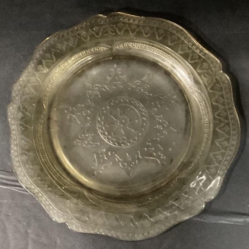 Vintage Yellow Clear Carnival Glass Plate 11" 1960's - Thumbnail 5