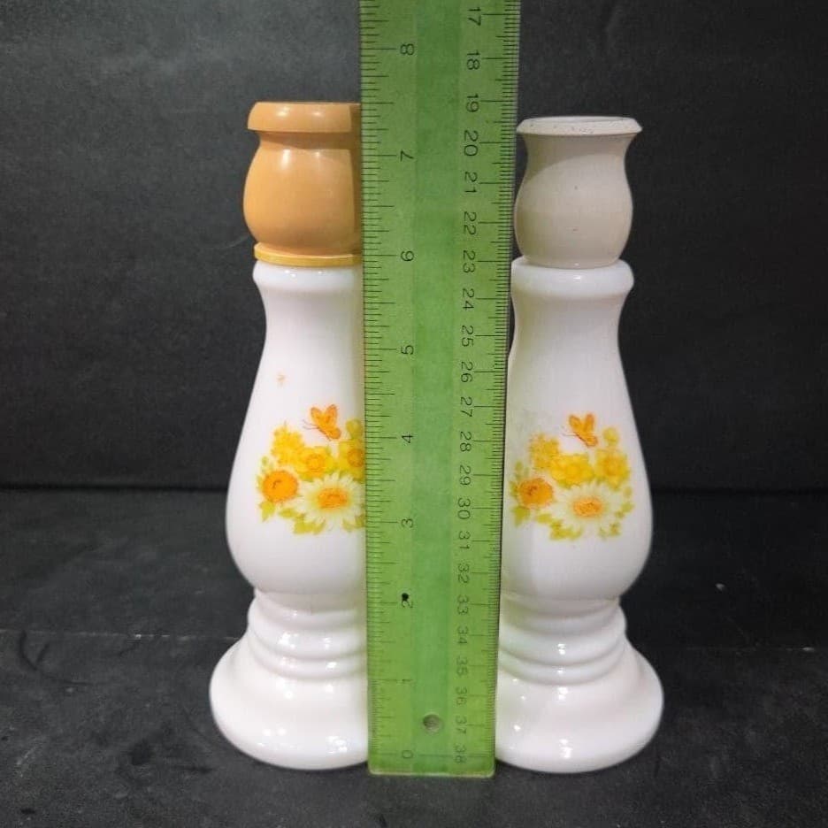 Avon Buttercup Cologne Candlestick Bottles, Set of 2, Vintage Milk Glass Decor - Thumbnail 9