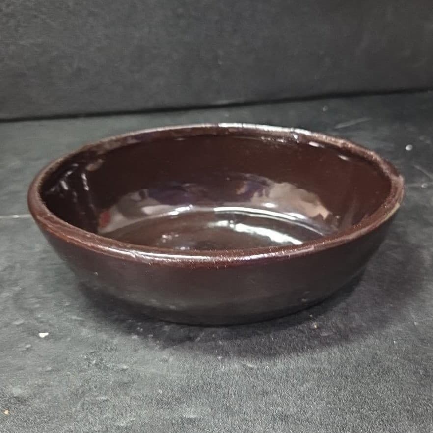 Ceramic Brown Artisan Pottery Oval Bowl, Vintage Handmade Rustic Trinket Dish - Thumbnail 6