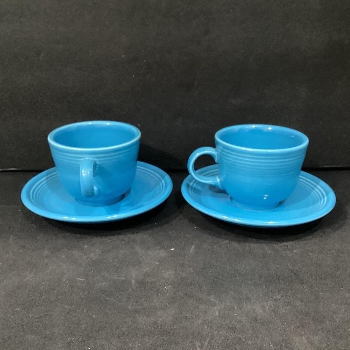 Fiesta Homer Laughlin Peacock Blue Cup & Saucer, Set of 2 Fiestaware USA Pottery - Thumbnail 9