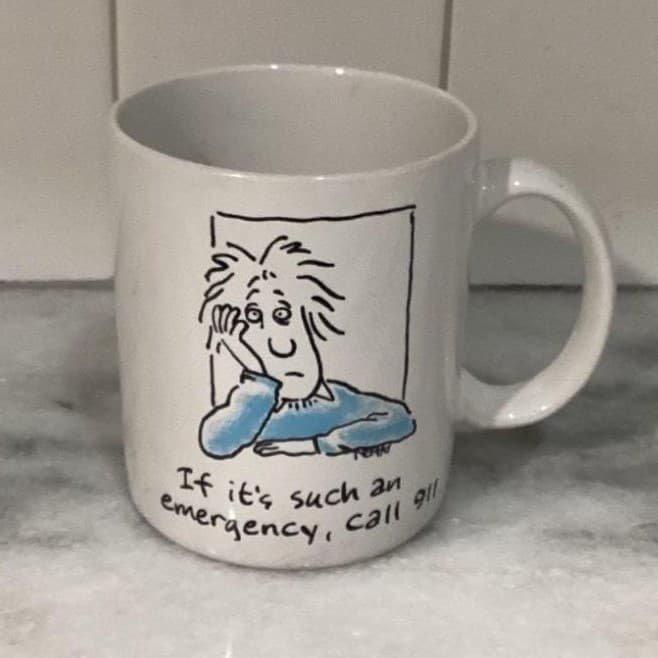 Hallmark Shoebox "If It's An Emergency Call 911" Coffee Cup, Novelty Humor Mug - Thumbnail 7