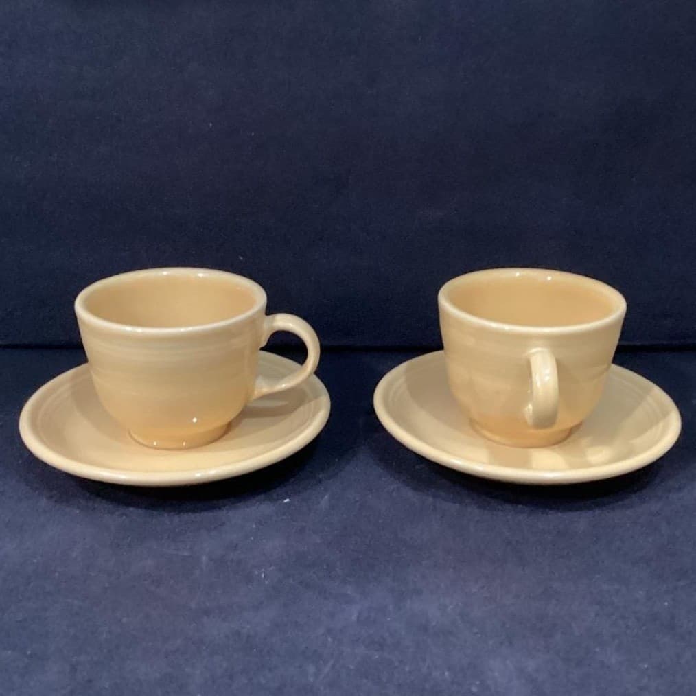 Fiesta Homer Laughlin Yellow Cup & Saucers, Set of 2, USA Pottery, Fiesta Ware - Thumbnail 11