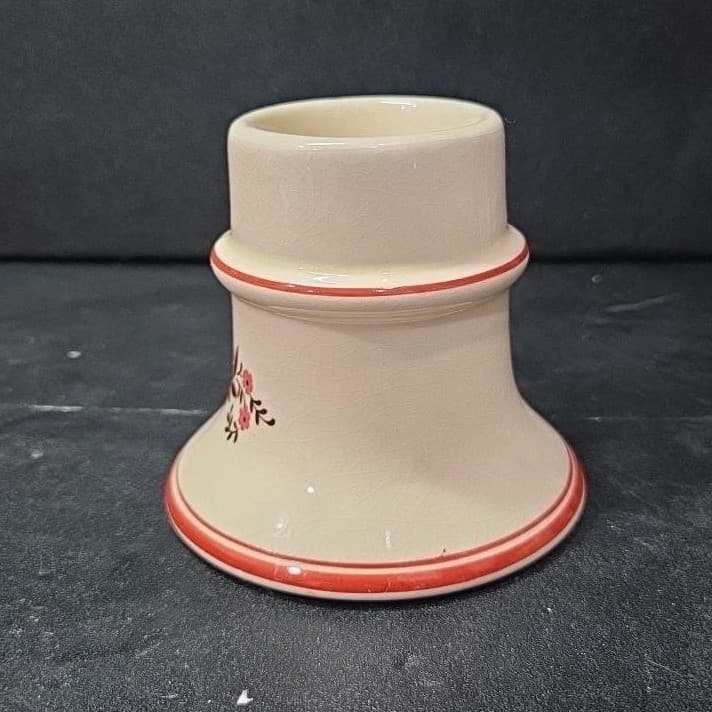 Pennsylvania Dutch Folk Art Candleholder, Vintage Hearts & Flowers Design Holder - Thumbnail 3