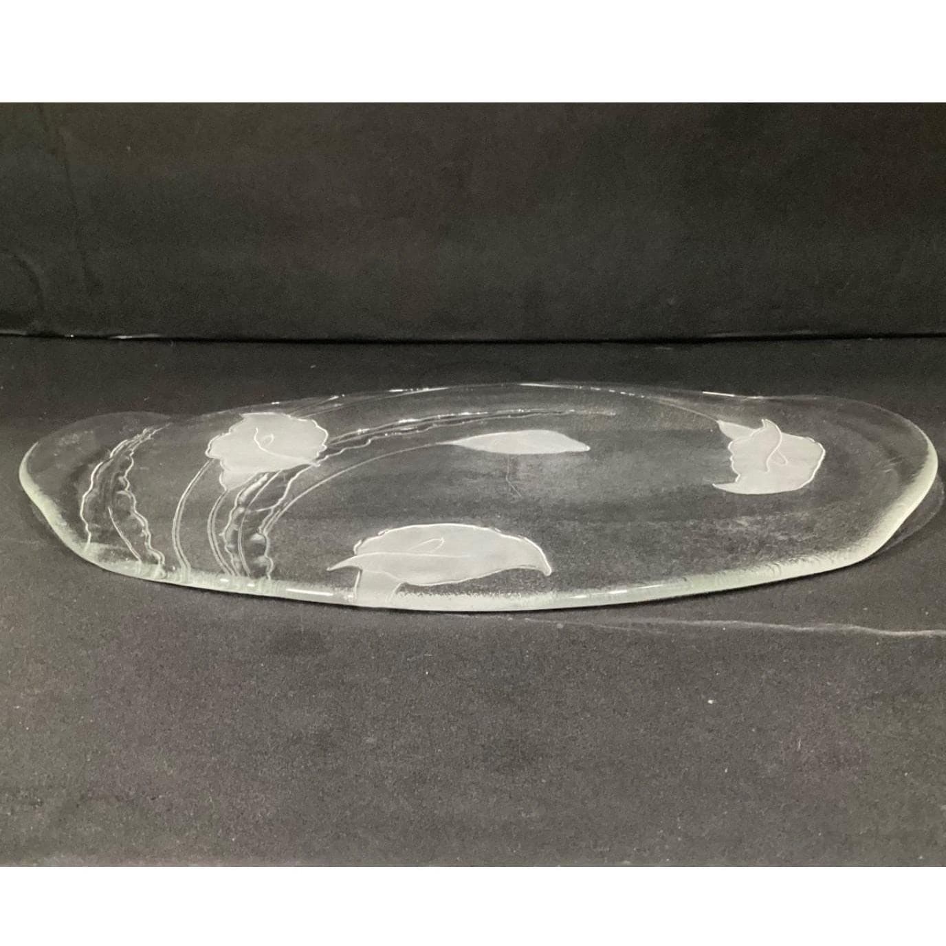 Vintage Smith Glass Handmade Tray Platter Frosted Cala Lily - Thumbnail 7