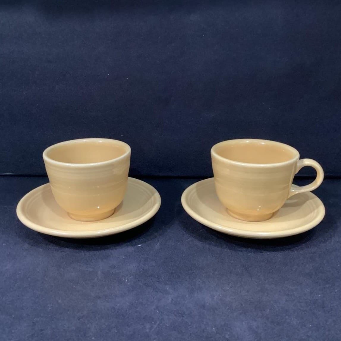 Fiesta Homer Laughlin Yellow Cup & Saucers, Set of 2, USA Pottery, Fiesta Ware - Thumbnail 2