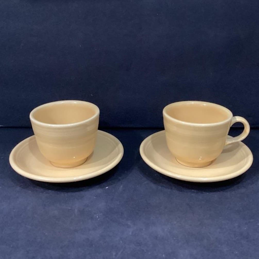 Fiesta Homer Laughlin Yellow Cup & Saucers, Set of 2, USA Pottery, Fiesta Ware - Thumbnail 12