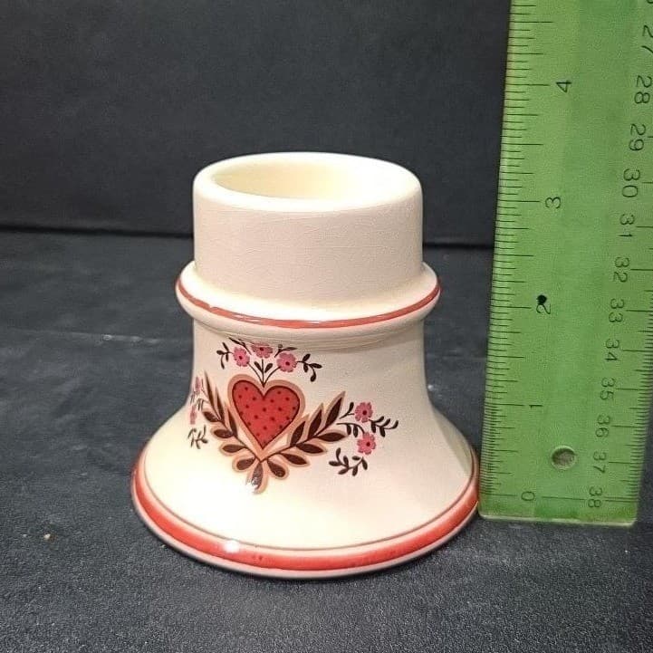 Pennsylvania Dutch Folk Art Candleholder, Vintage Hearts & Flowers Design Holder - Thumbnail 9