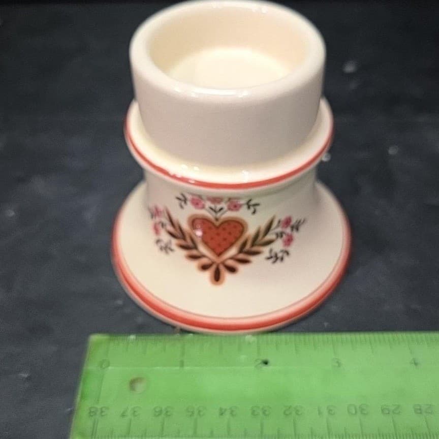 Pennsylvania Dutch Folk Art Candleholder, Vintage Hearts & Flowers Design Holder - Thumbnail 10