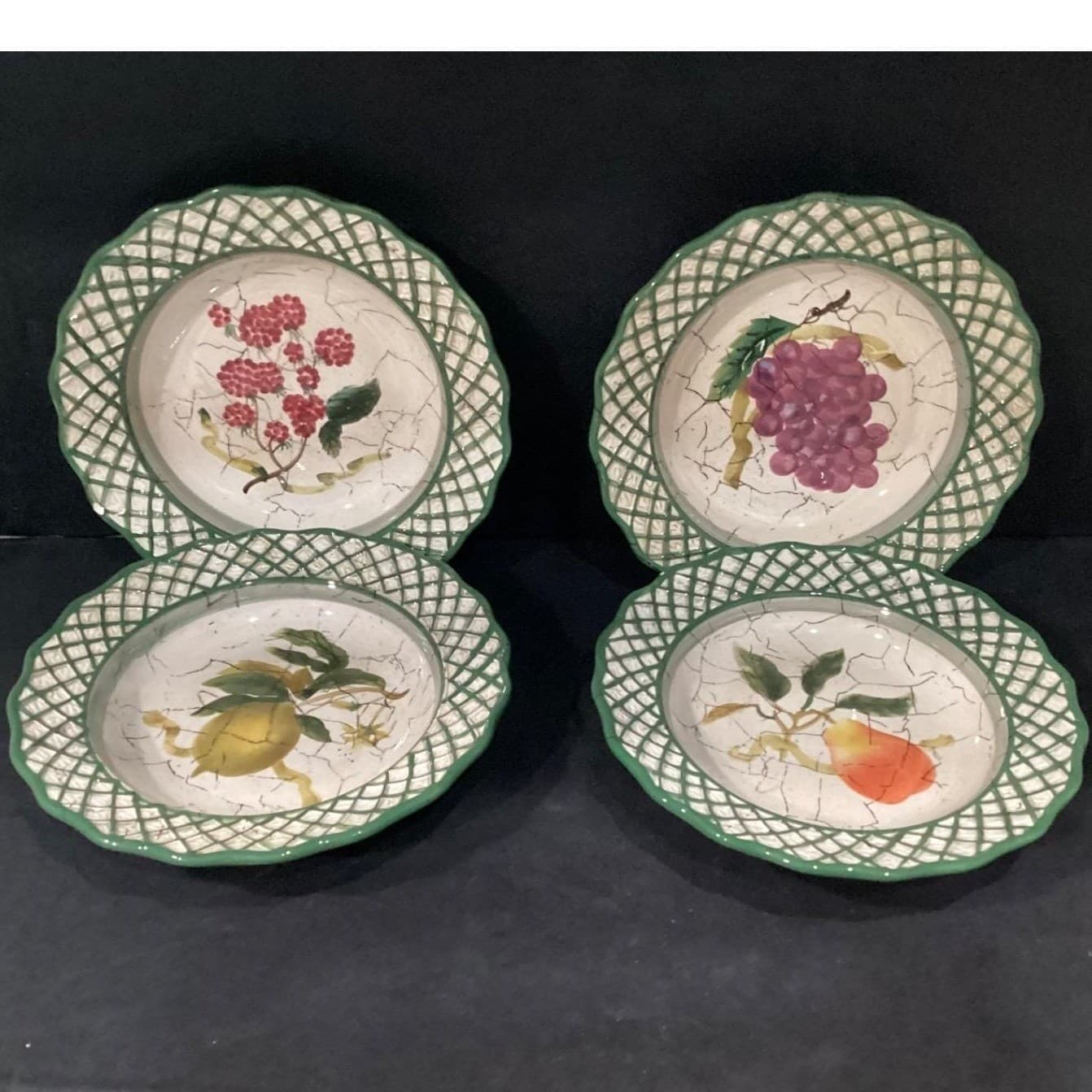 Raymond Waites Cornucopia Salad Bowls, Set of 4, Hand-Painted Tuscan Dinnerware - Thumbnail 2