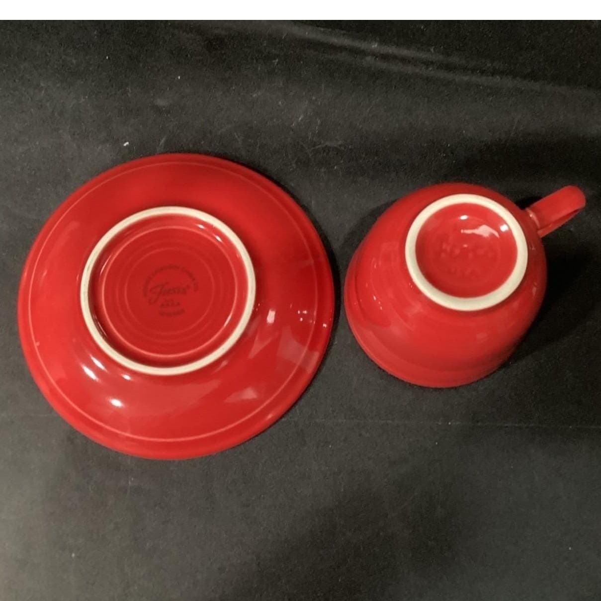 Fiesta Homer Laughlin Scarlet Red Cup & Saucers, Set of 2 FiestaWare USA Pottery - Thumbnail 5