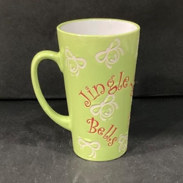 Mulberry Home Collection Lime Green Jingle Bells Coffee Cup, Christmas Latte Mug - Thumbnail 11