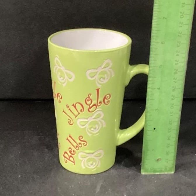 Mulberry Home Collection Lime Green Jingle Bells Coffee Cup, Christmas Latte Mug - Thumbnail 7