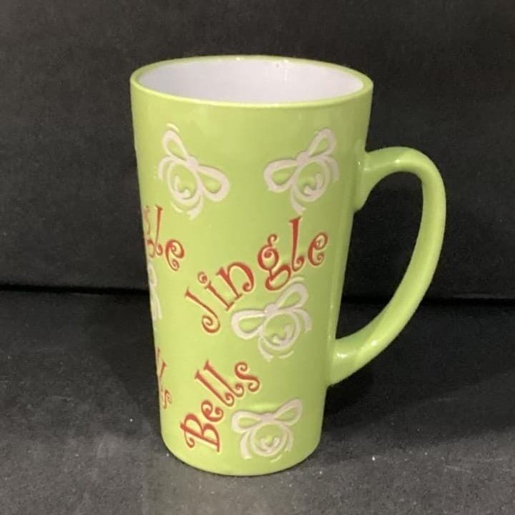 Mulberry Home Collection Lime Green Jingle Bells Coffee Cup, Christmas Latte Mug - Thumbnail 9