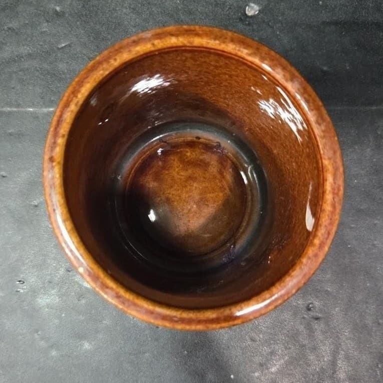Brown Stoneware Cheese Crock, Vintage Ceramic Container Worn Label, Rustic Decor - Thumbnail 7