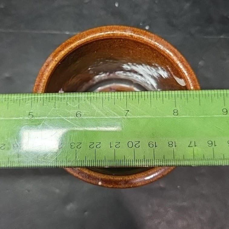 Brown Stoneware Cheese Crock, Vintage Ceramic Container Worn Label, Rustic Decor - Thumbnail 10