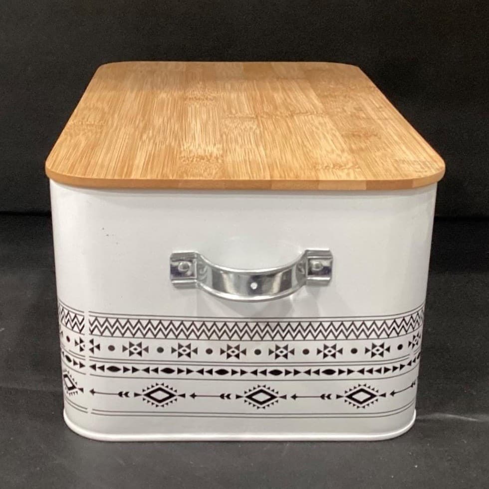 Rectangular White Bread Box, Handled Storage Bin, Cutting Board Lid, Kitchenware - Thumbnail 11