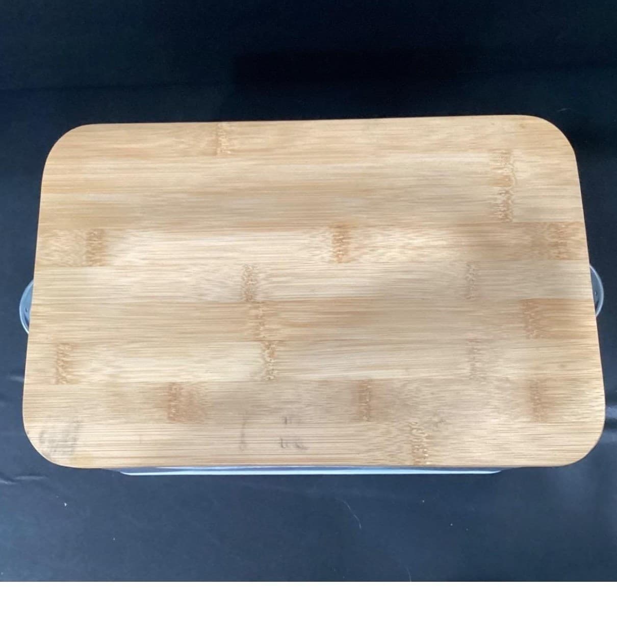 Rectangular White Bread Box, Handled Storage Bin, Cutting Board Lid, Kitchenware - Thumbnail 3