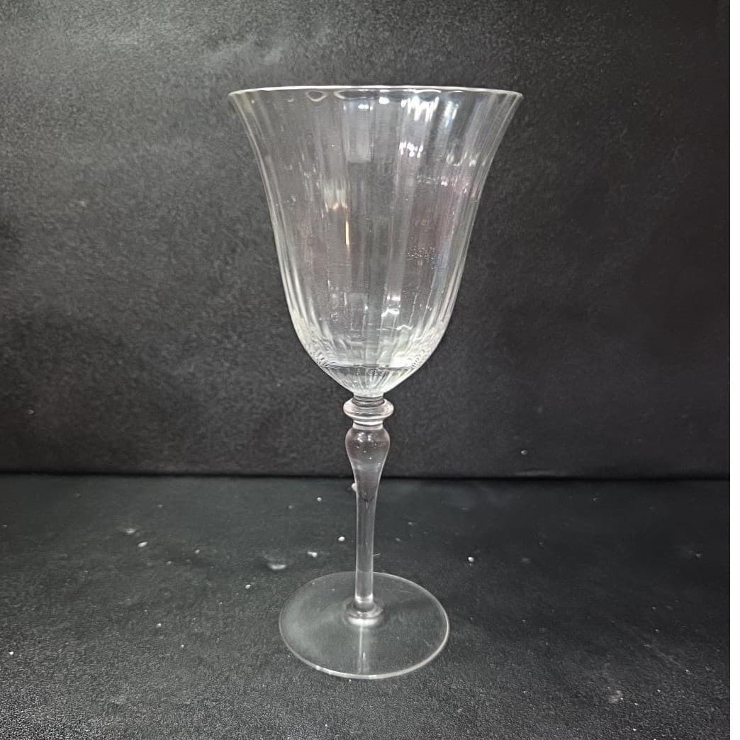 Miller Rogaska Clear Fluted Goblet, Ribbed Optic Wine Glass Replacement Stemware - Thumbnail 4