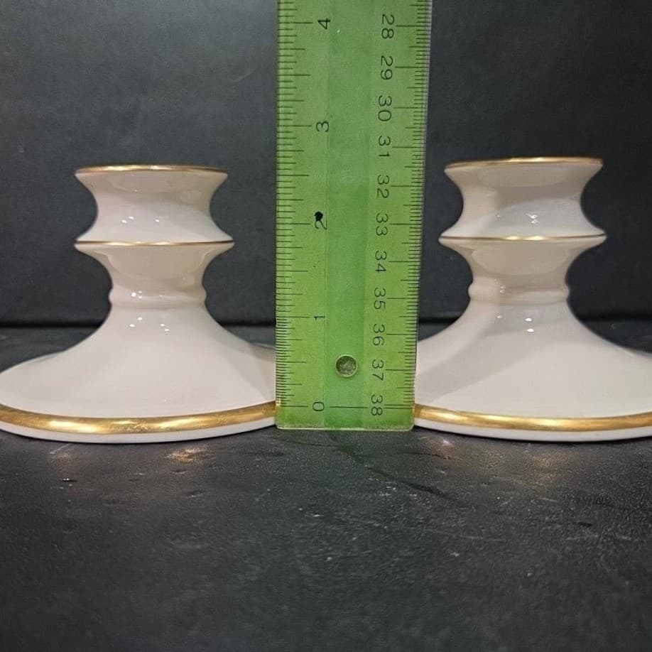 Pickard China Porcelain Candle Holders, Set of 2, Vintage Gold Trim Accents - Thumbnail 9