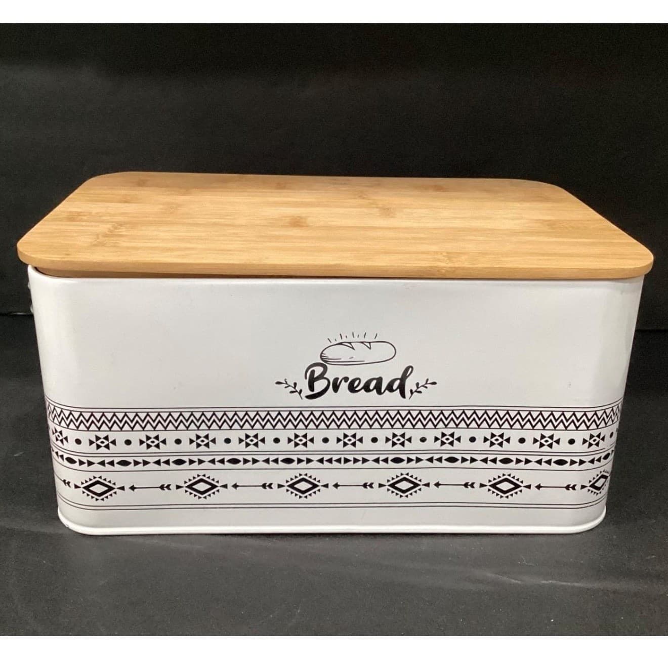 Rectangular White Bread Box, Handled Storage Bin, Cutting Board Lid, Kitchenware - Thumbnail 8