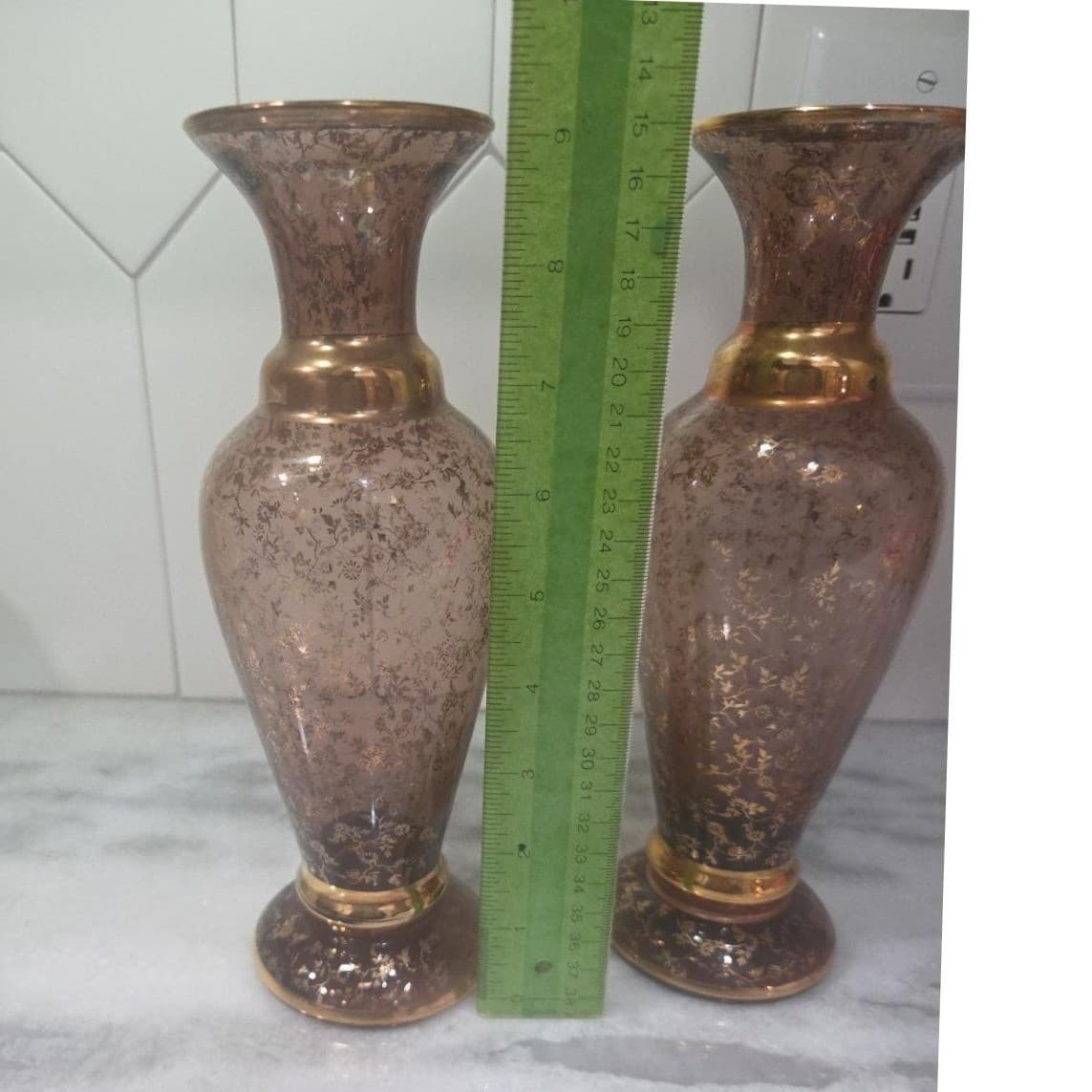 Vecchia Murano Cranberry Glass Vases, Set of 2, Vintage Italian Signed Glassware - Thumbnail 10