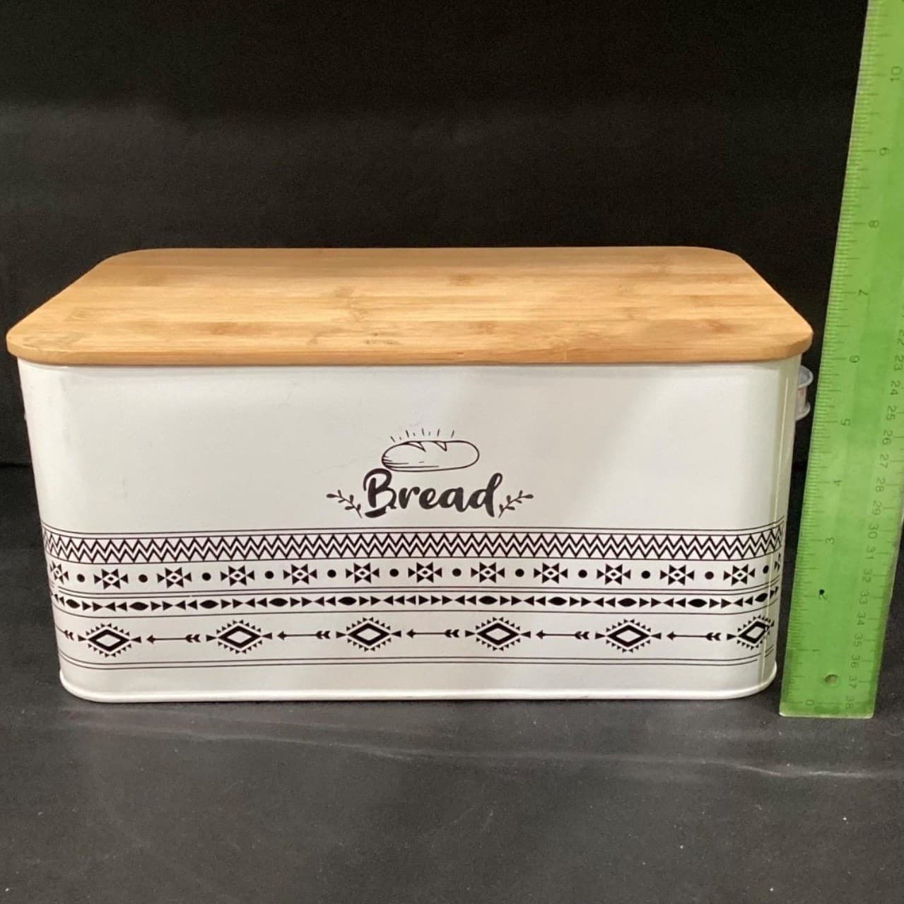 Rectangular White Bread Box, Handled Storage Bin, Cutting Board Lid, Kitchenware - Thumbnail 6