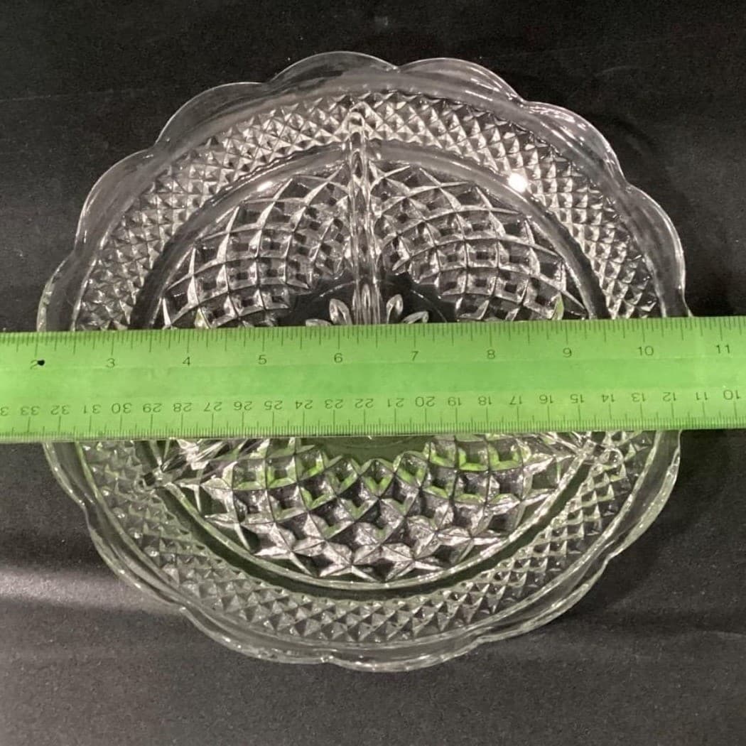 Anchor Hocking Wexford Divided Relish Dish, Vintage Clear Pressed Glassware - Thumbnail 6