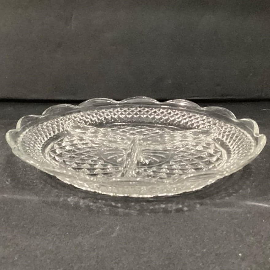 Anchor Hocking Wexford Divided Relish Dish, Vintage Clear Pressed Glassware - Thumbnail 9