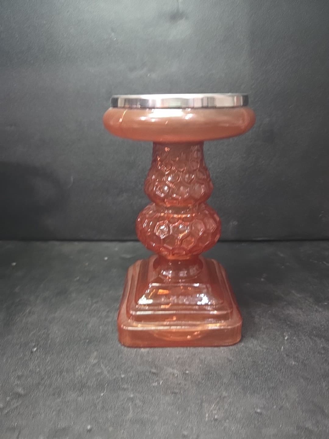 Opalhouse Textured Orange Pink Pillar Candle Holder Secret Garden Vintage Style - Thumbnail 2