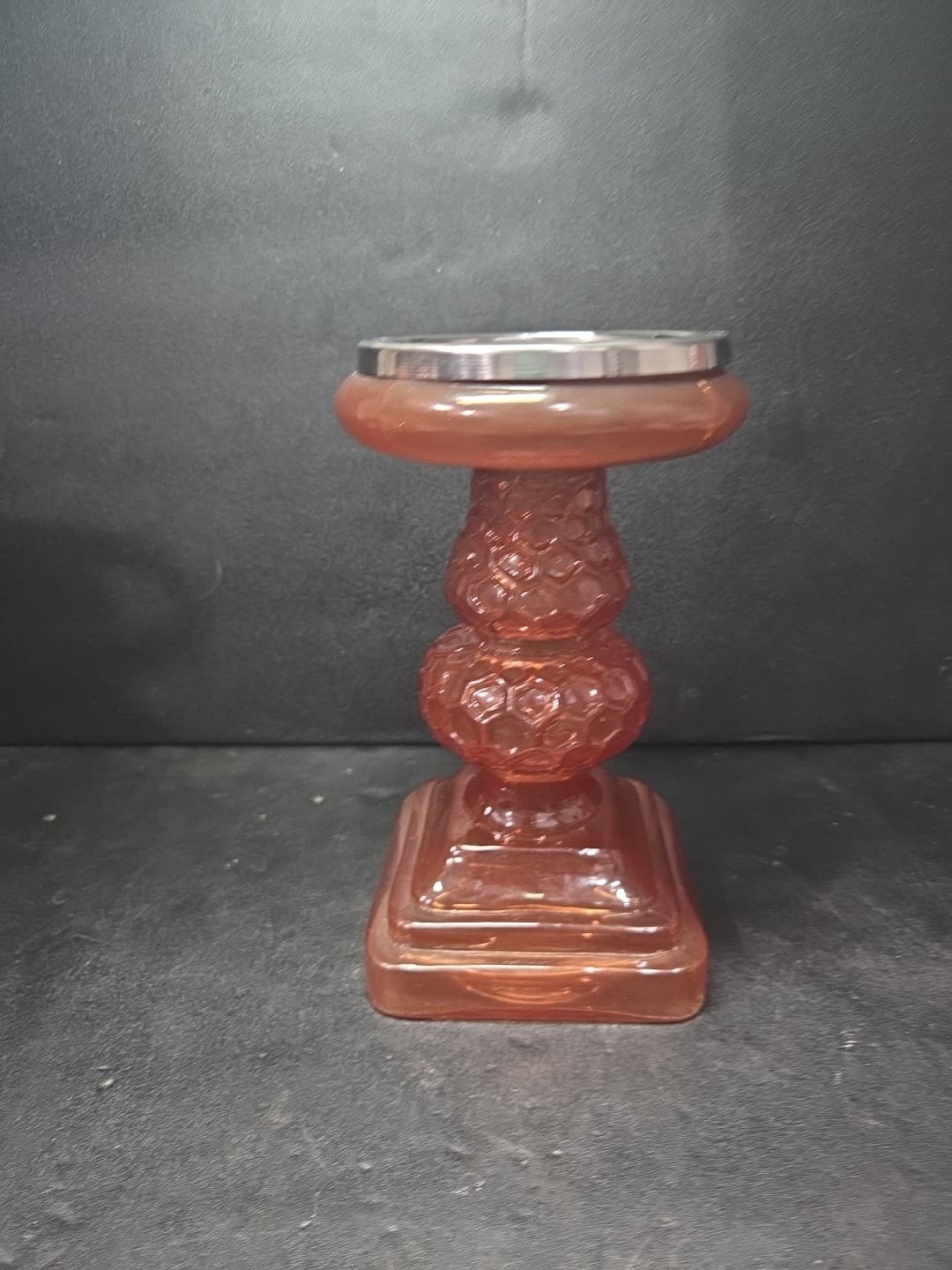 Opalhouse Textured Orange Pink Pillar Candle Holder Secret Garden Vintage Style - Thumbnail 3