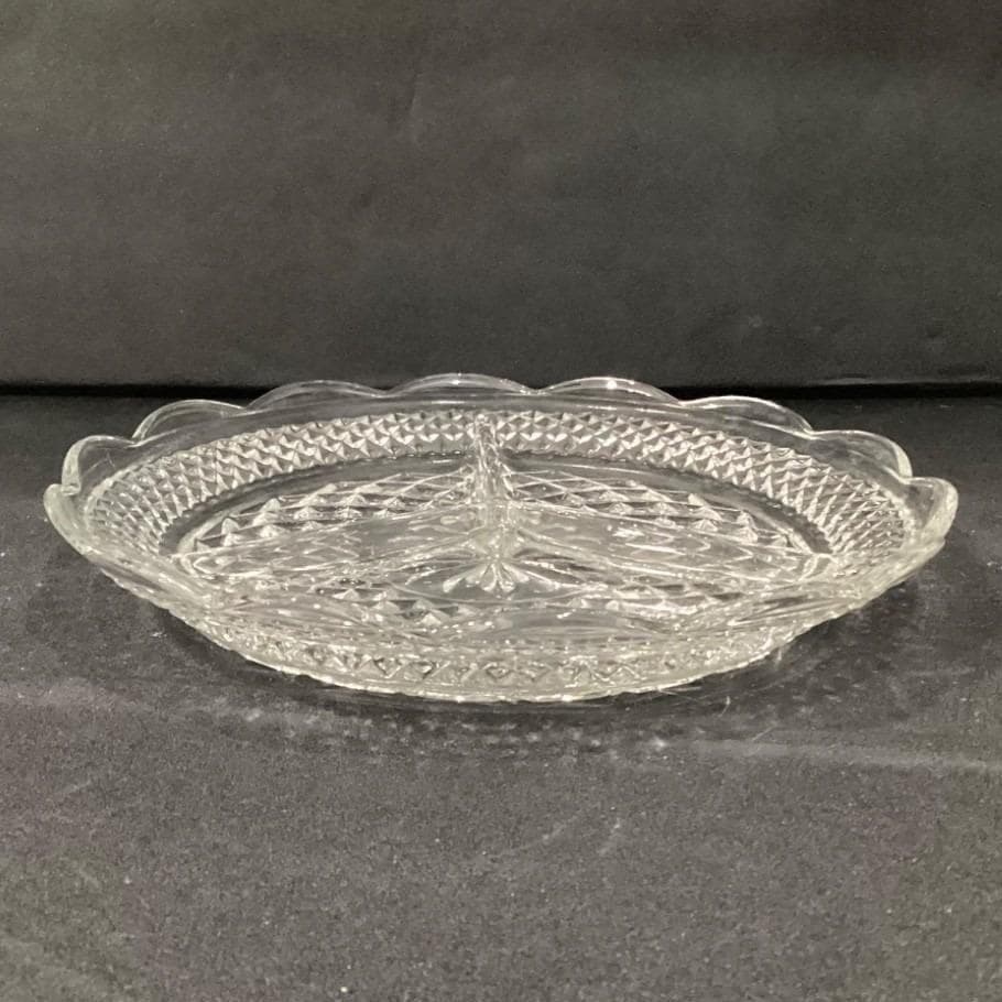 Anchor Hocking Wexford Divided Relish Dish, Vintage Clear Pressed Glassware - Thumbnail 7
