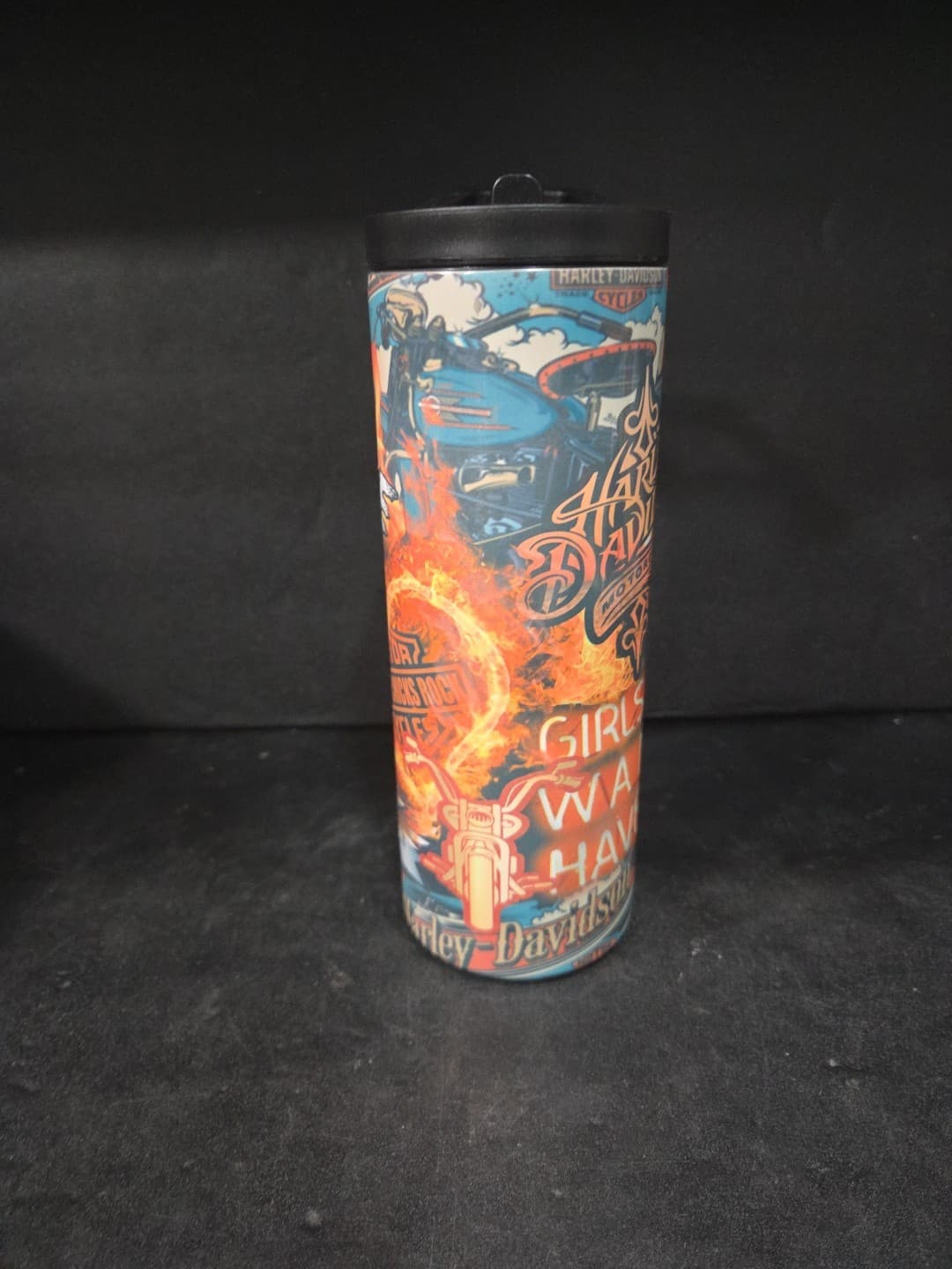 Harley Davidson Flames Hogg Brand 20 oz Insulated Vacuum Sealed Tumbler - Thumbnail 2