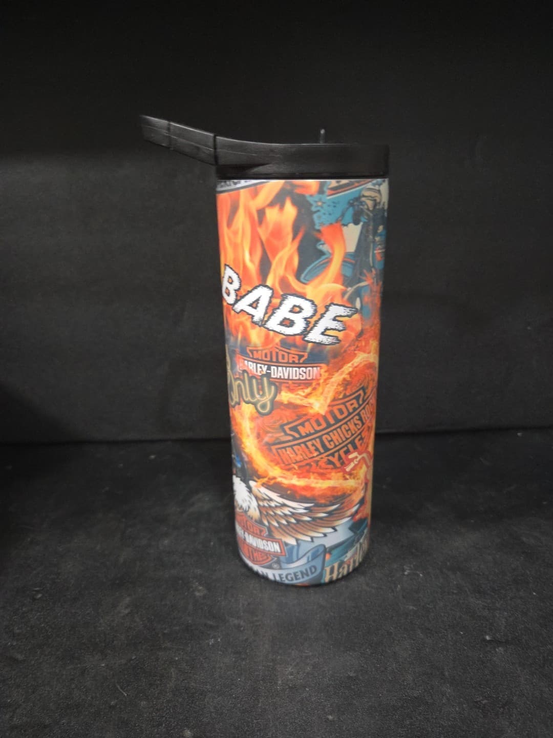 Harley Davidson Flames Hogg Brand 20 oz Insulated Vacuum Sealed Tumbler - Thumbnail 3