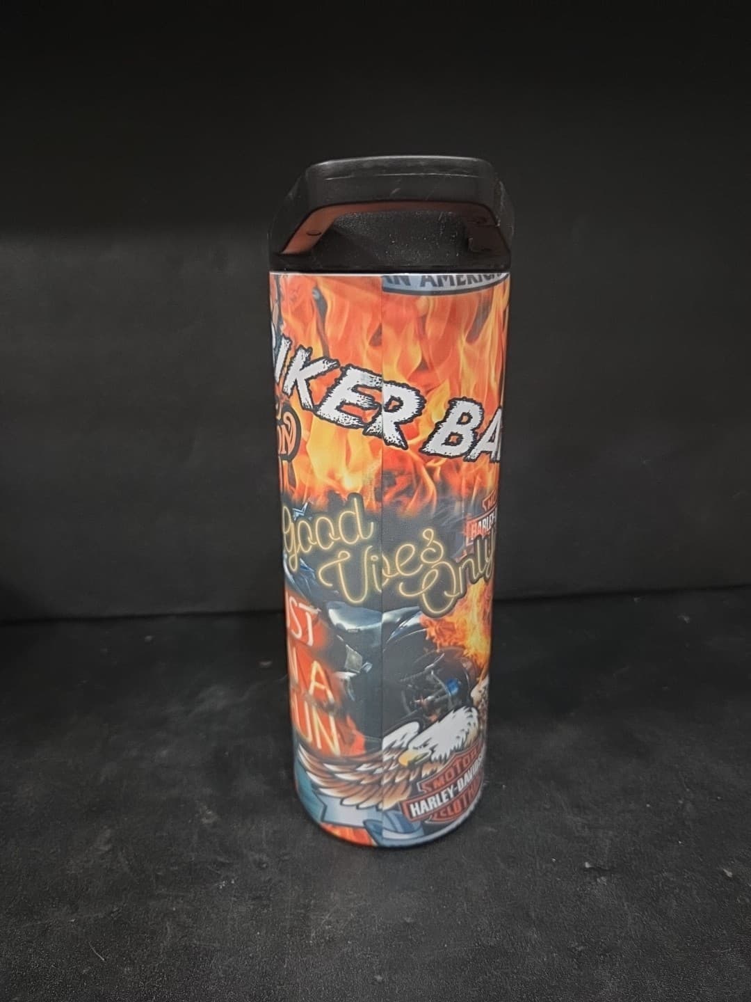Harley Davidson Flames Hogg Brand 20 oz Insulated Vacuum Sealed Tumbler - Thumbnail 4