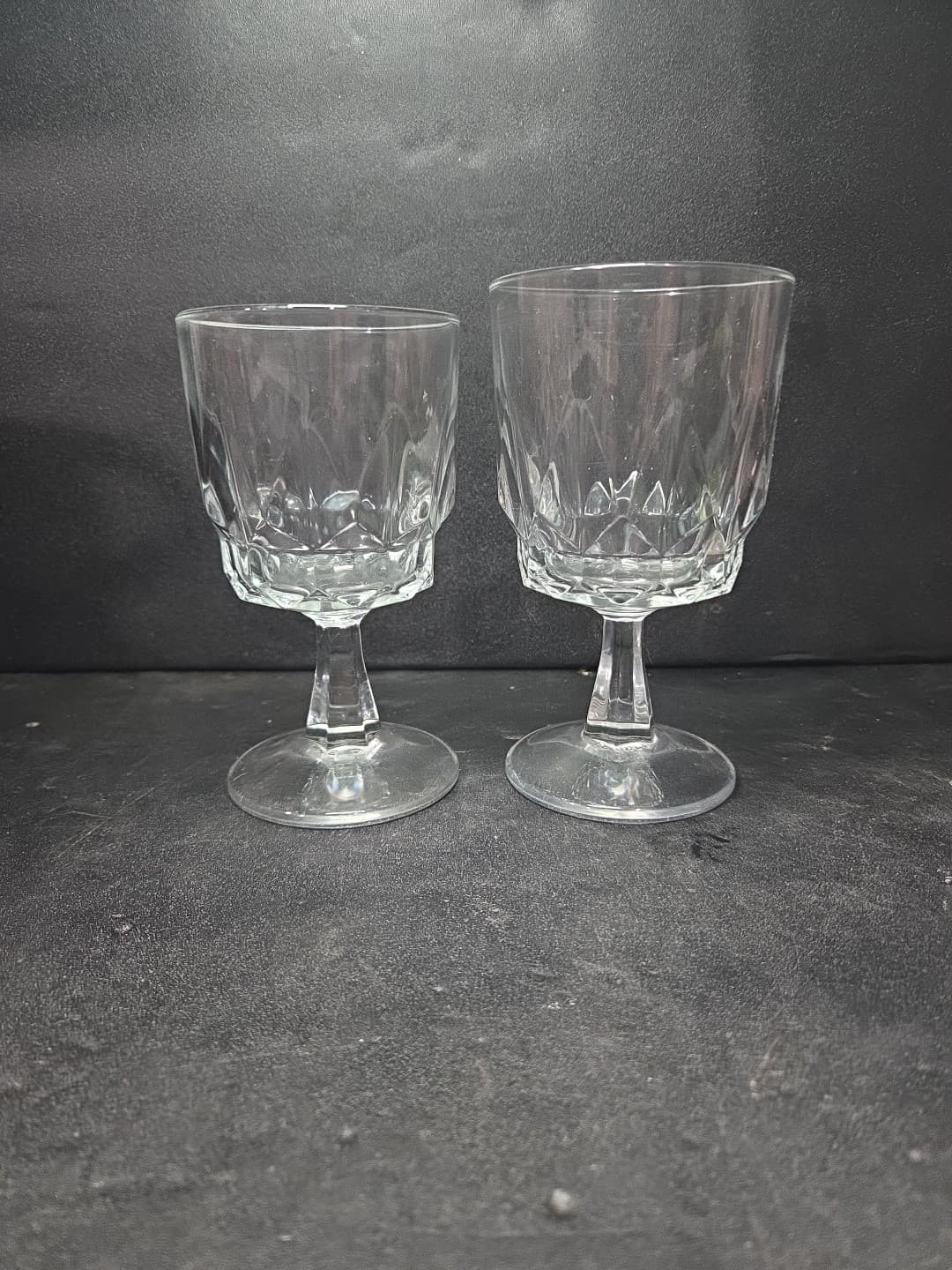 Arcoroc France Arctic Stemmed Crystal Wine Misc Glasses Set of 2 Vintage Clear - Thumbnail 2
