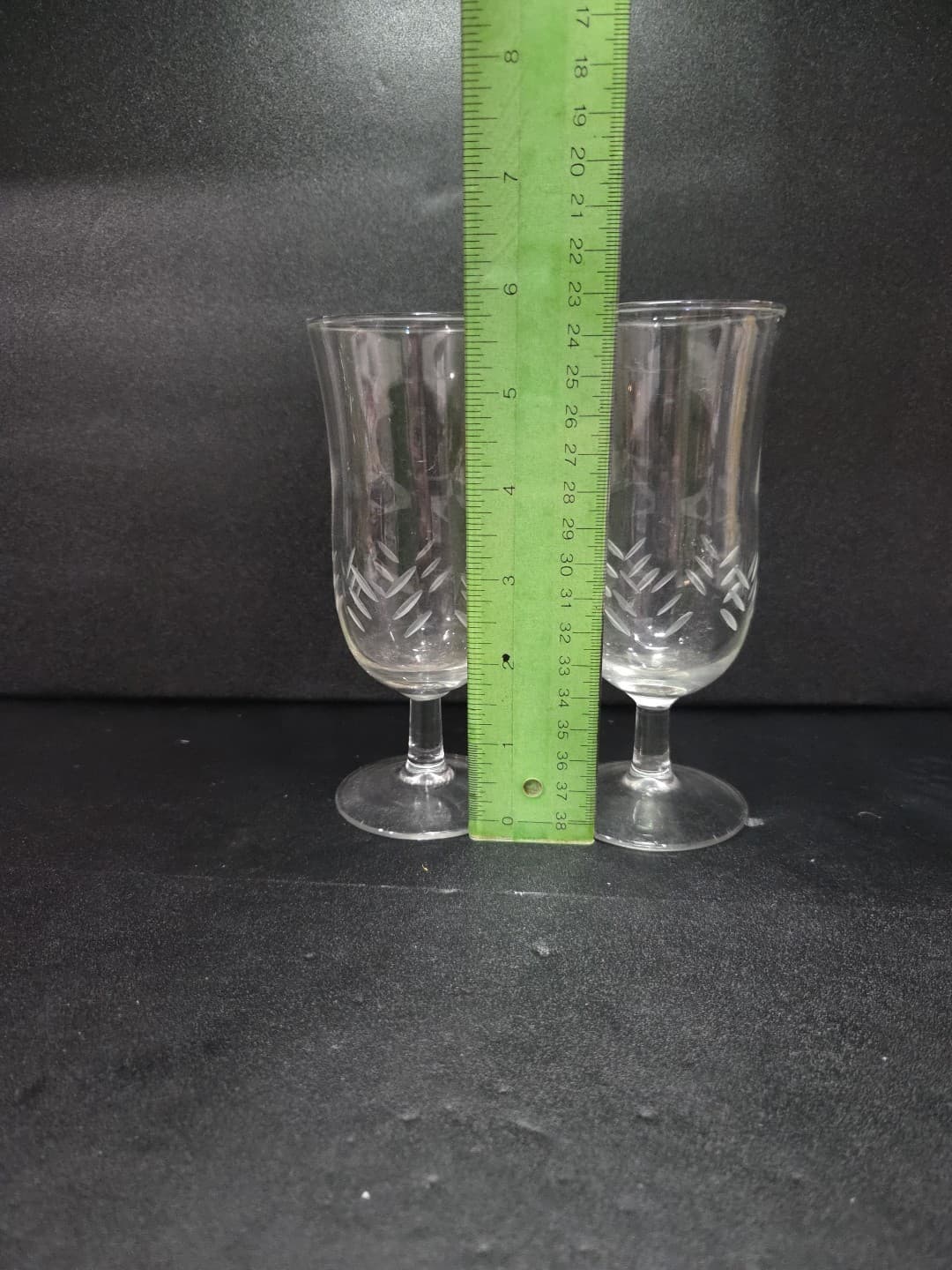 Etched Glass Champagne Glasses, Clear Wine Stemware Set, Vintage Glass Drinkware - Thumbnail 8
