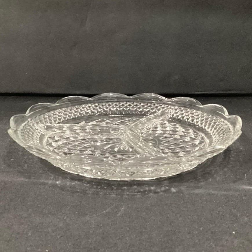 Anchor Hocking Wexford Divided Relish Dish, Vintage Clear Pressed Glassware - Thumbnail 8
