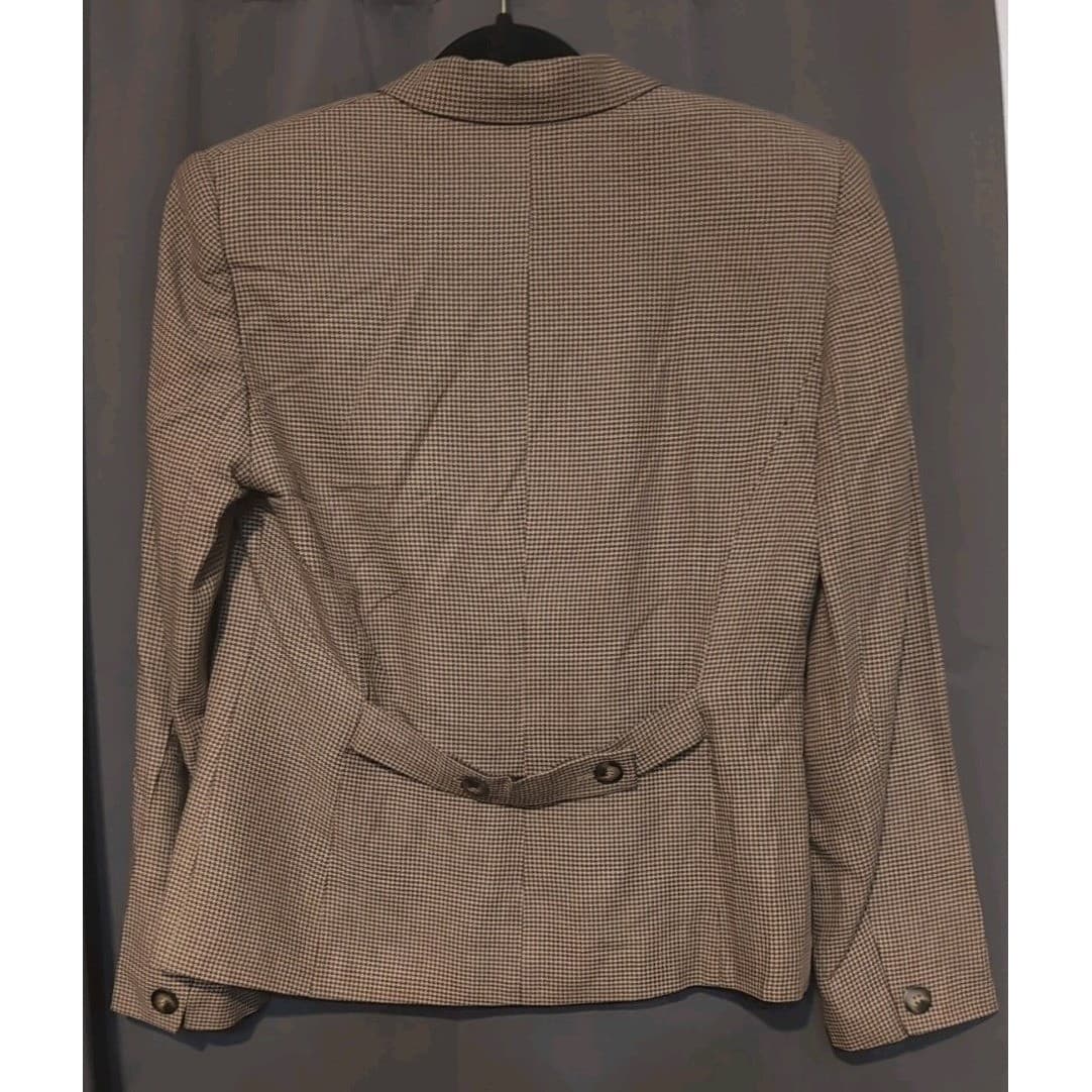 Chaus Brown Houndstooth Blazer, Women's Size 6 Coat, 3-Button Tailored Jacket - Thumbnail 4