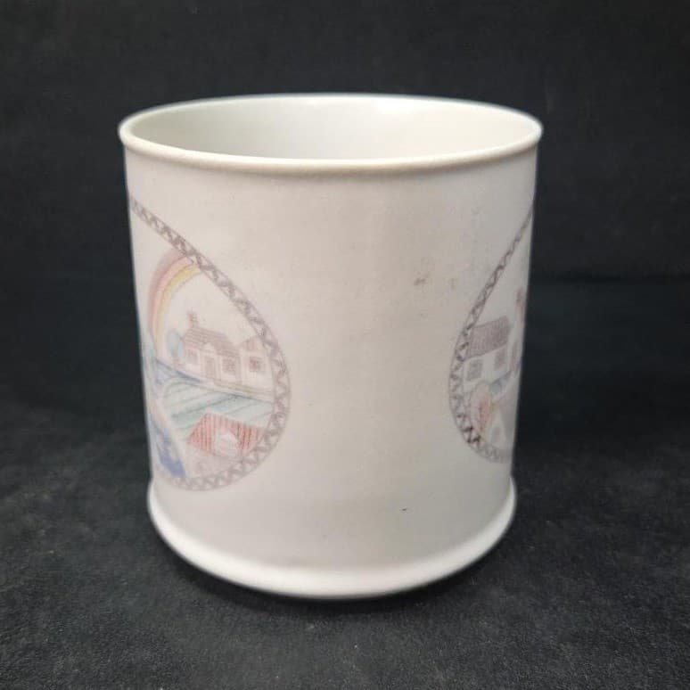 Neighborhood Rainbow Mug, Pfaltzgraff-Style Pastel Homes Design, Vtg Coffee Cup - Thumbnail 3