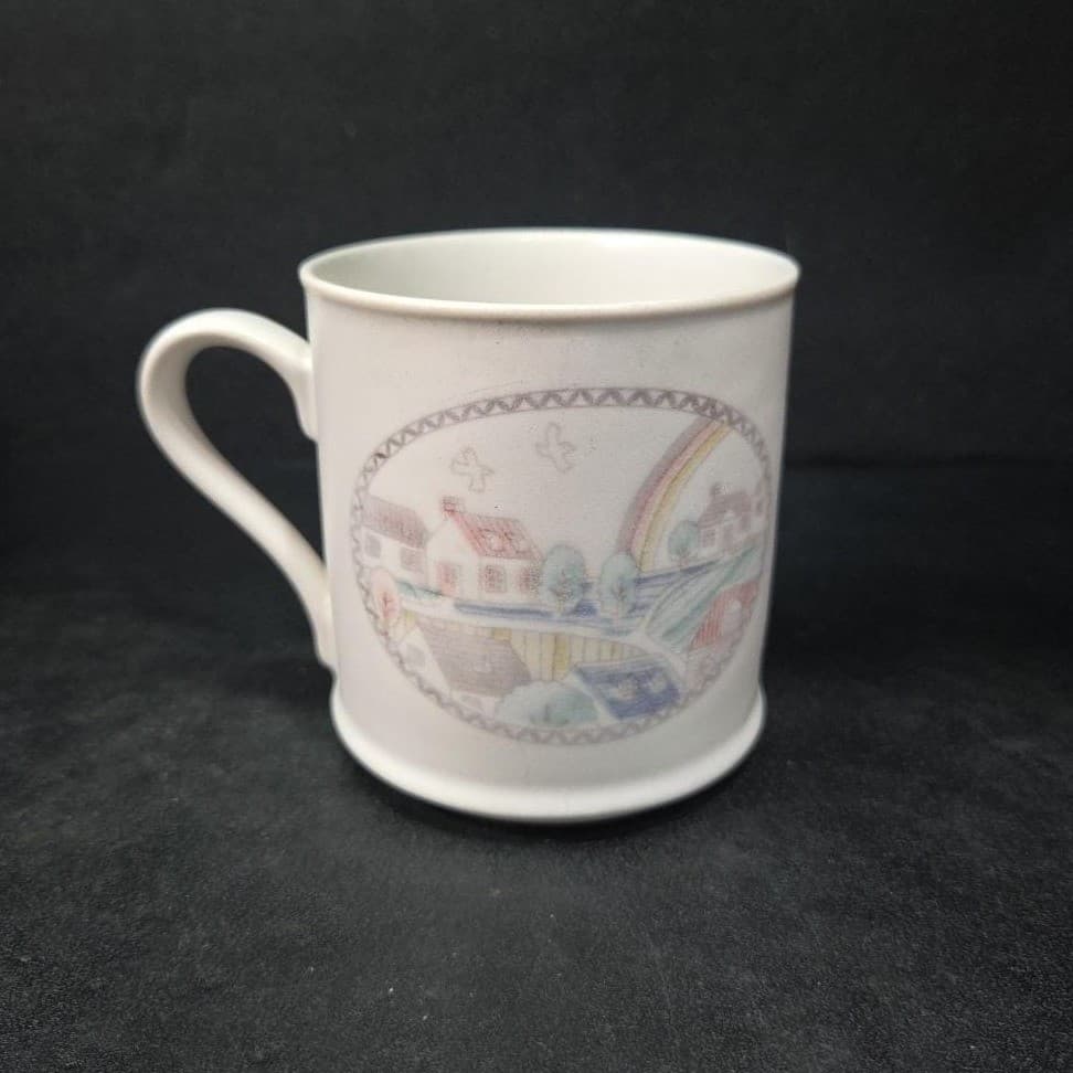 Neighborhood Rainbow Mug, Pfaltzgraff-Style Pastel Homes Design, Vtg Coffee Cup - Thumbnail 4