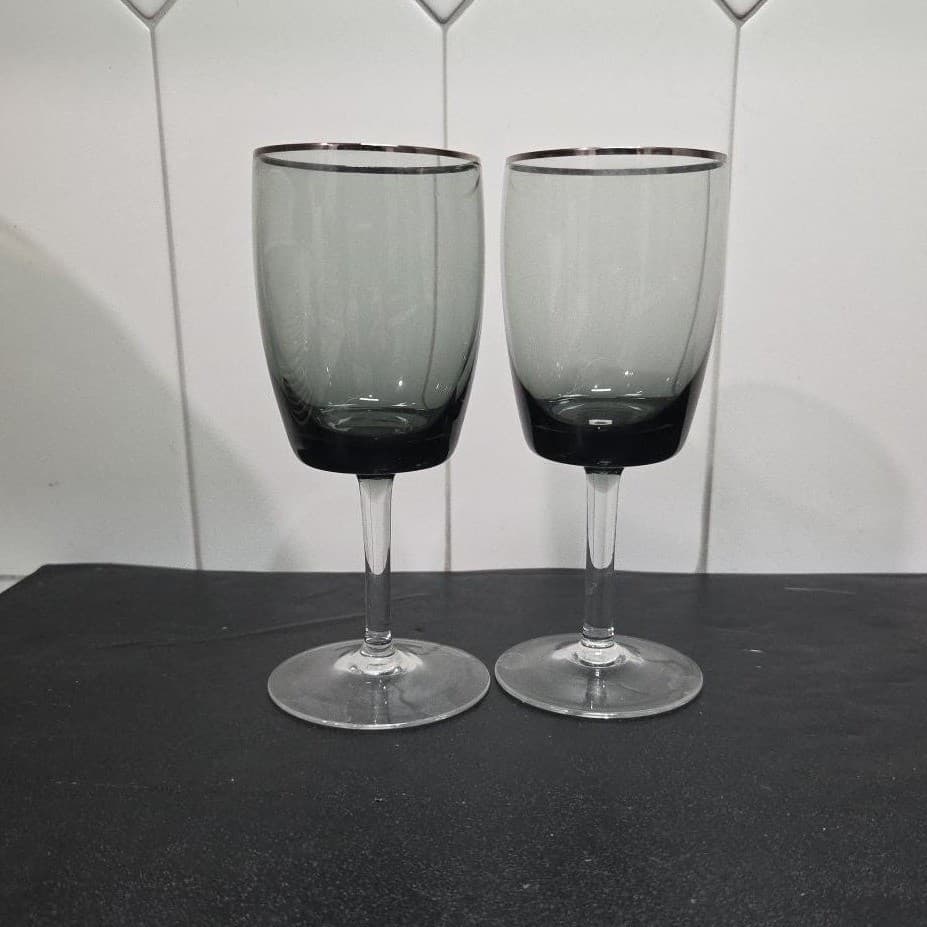 Gorham Midnight Mist Smoke Water Goblets, Set of 2, Replacement Crystal Glasses - Thumbnail 5